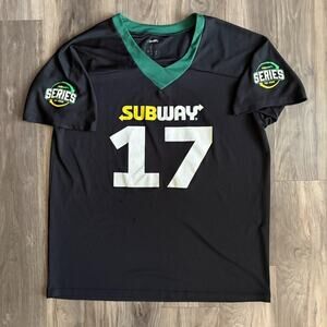 Subway Series #17 Jersey Men's Size L Black Roast Beef Garlic Sandwich Football